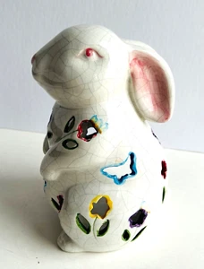 Easter Ceramic Bunny Rabbit Candle Tealight Holder Figurine 7.75” - Picture 1 of 6