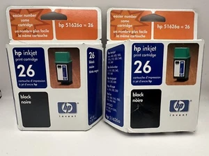 Two HP Inkjet 26 Black Print Ink Cartridges New Unopened Boxes Exp. 8/2003 - Picture 1 of 6