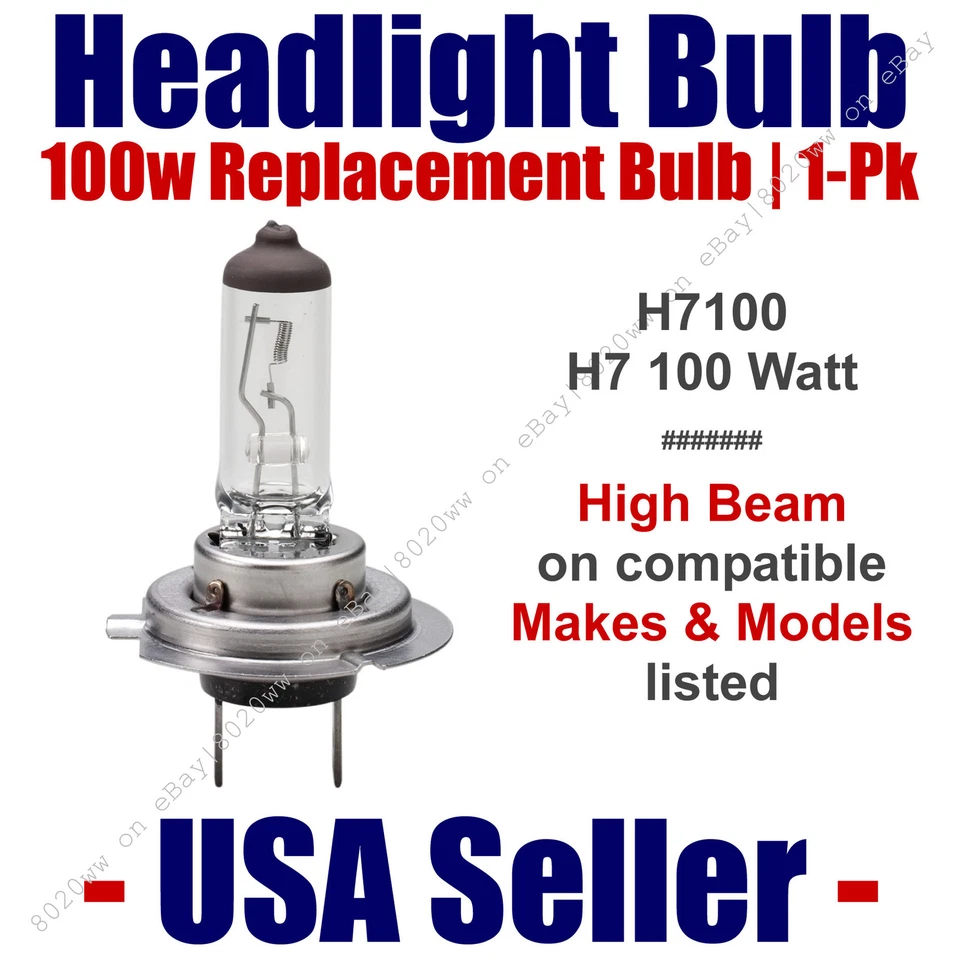 Headlight Bulb High Beam 100 Watt Upgrade Fits Listed Makes & Models - H7 100 - Image 1 of 1