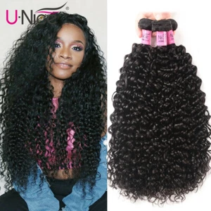 UNice Cambodian Curly 3 Bundles of Human Hair Extensions 100% Virgin Hair Weaves - Picture 1 of 14