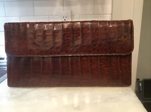 Vintage Pedro Mayorga Crocodile Professional 15”x8” Lg Clutch Suede Inside - Picture 1 of 14