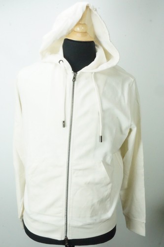 OFF WHITE Felpa con cappuccio e zip intera Isaia Napoli Off White misto seta M NUOVISSIMA