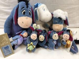 Lot of 9 - Eeyore - 4 Stuffed Animals, 4 Beenie Babies, 1 Picture Frame