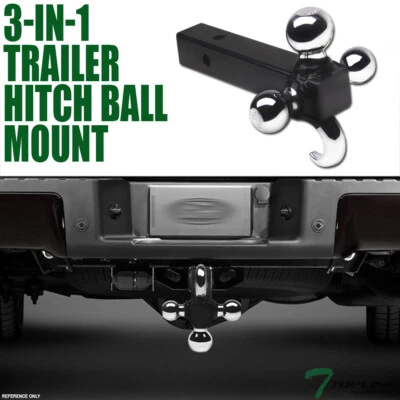 Topline 3-In-1 Loaded Tri-Ball Mount Trailer Hitch+Hook 2" Receiver For GMC T01 Foto 1 de 4