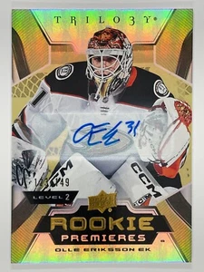 2023-24 UD Trilogy Premieres Level 2 Gold Auto Olle Eriksson Ek  123/149 - Bild 1 von 3