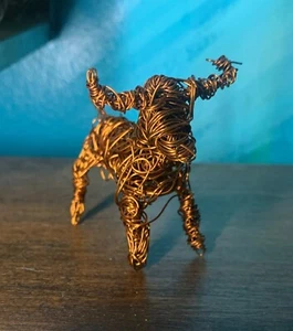 VTG Mid century Metal Wire Art Bull Sculpture Figure 3” Long Miniature Mini Gift - Picture 1 of 8