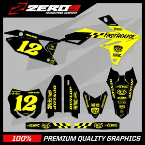 Custom MX Graphics Kit: SUZUKI RM RMZ 125 - 450 - FAST/H BLK/YELLOW - Picture 1 of 6