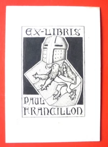 Exlibris, Bookplate "Paul Franaillon" Jugendstil, Wappen, Ritter - Imagen 1 de 1