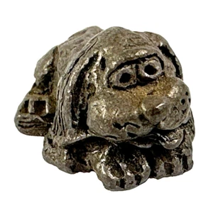 Vintage Miniature Pewter Dog Puppy w/ Tongues Tiny Cute Figurine - Picture 1 of 7