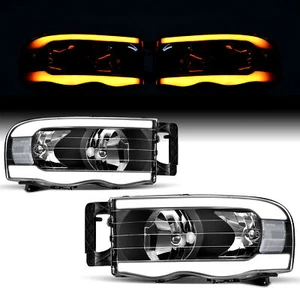 LED DRL Headlights Assembly Sequential Turn Signal for 02-05 Dodge Ram 1500 2500 - Picture 1 of 7