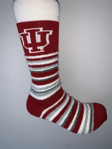 INDIANA HOOSIERS NCAA COLLEGE JERSEY LOGO WOMENS FUZZY CREW LENGTH SOCKS MEDIUM Cover