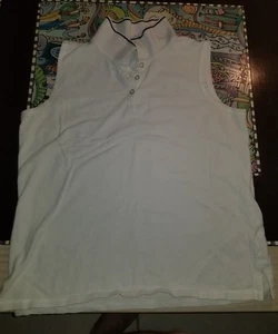 Años 90 DE COLECCIÓN EDDIE BAUER Mujer Mediana Sin Mangas CAMISA BLANCA ABOTONADA Envejecida - Imagen 1 de 4