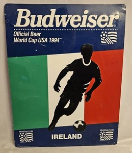 Insegna Latta Vintage 1994 Mondiali Calcio Irlanda Bud King of Beer Soccer - Foto 1 di 8