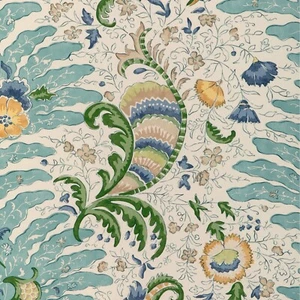 BRUNSCHWIG & FILS LA MENAGERIE TROPICAL FERN FLORAL PRINT FABRIC 10 YARDS AQUA - Picture 1 of 2