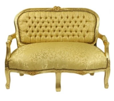 Casa Padrino Barock Kinder Sitzbank Gold Muster / Gold Antik Stil Kinder Sofa - Bild 1 von 2