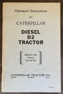 antico TRATTORE CATERPILLAR D2 DIESEL Operatori MANUALE ISTRUZIONI 3J1 5J1 - Foto 1 di 7