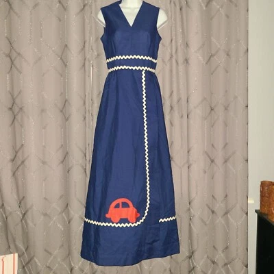 Винтажное макси-платье 70-х Park East By Swirl темно-синее автомобильное с искусственным запахом S - Изображение 1 из 4