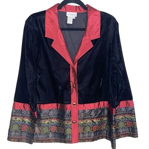 Coldwater Creek Top Womens Large Tapestry Velvet Blouse Shirt Jacket Holiday USA - Picture 1 of 11