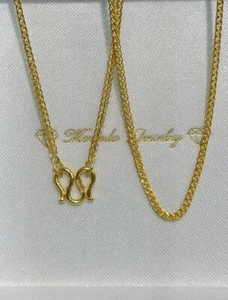 24k Solid Yellow Gold Shiny Wheat Chain Necklace. 20”. 6.47 Grams - Picture 1 of 9