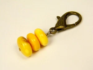 Baltic Amber Keychain Keyring Pendant Charm Yellow Butterscotch Egg Yolk E087 - Picture 1 of 7