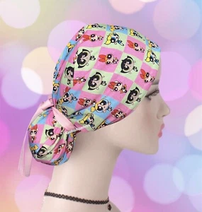 Power Puff girls ponytail scrub cap, 90s scrub cap, Ponytail Scrub Cap - Picture 1 of 2