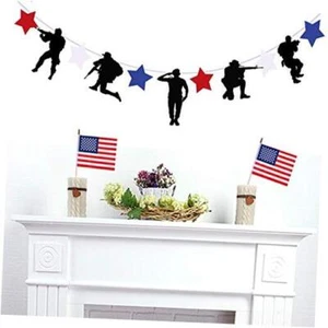 Patriotic Soldier Decoration Banner, 4th of July Memorial Day 1pc Black - Picture 1 of 7