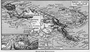 Neuguinea +historische Landkarte von 1905+ Kaiser-Wilhelms-Land, Bismarck-Arch. - Bild 1 von 2