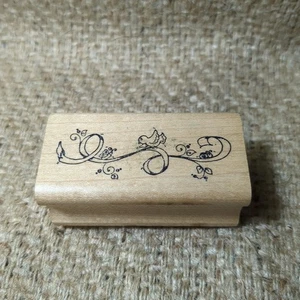 Vintage 1993 Embossing Arts Holz montiert Gummistempel Band und kleiner Vogel... - Bild 1 von 6