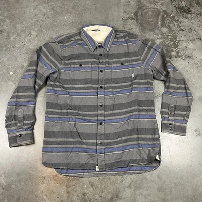 Vans Flannel Shirt Mens XL Gray Stripes Button Up Skateboard Flaws Preowned - Image 1 of 4