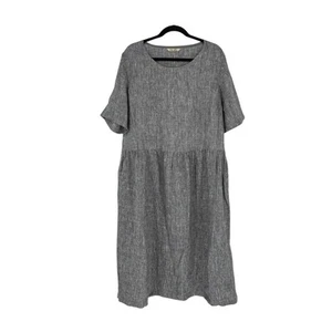 Oda Lux Gray Melange Linen Dress with Pockets- Plus Size 2X - Summer - Travel - Picture 1 of 10