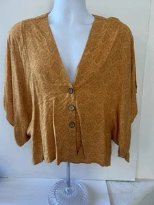 Jen’s Pirate Booty Size P-S Button Crop Top Kimono Sleeves V- Neck Boho Gypsy - Picture 1 of 7