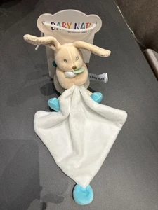 doudou poupi lapin lièvre beige mouchoir blanc Baby'nat Babynat D&C rabbit bunny - Picture 1 of 3