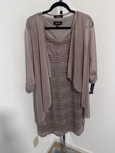 R&M Richards Womens 12 Beaded Jacket Dress Mother of The Bride Dresses Champagne - Picture 1 of 4