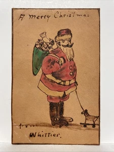Frohe Weihnachten von Whittier hausgemachte Leder Postkarte - Bild 1 von 2