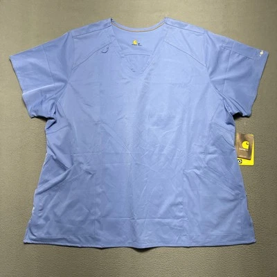 Blusa Médica Carhartt Force Cross Flex de Secado Rápido para Mujer 4 Vías Elastizada Talla 3X Azul Foto 1 de 4