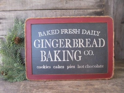 LG Antique School Slate Chalk Board Red Milk Paint Gingerbread Stencil - Image 1 of 4