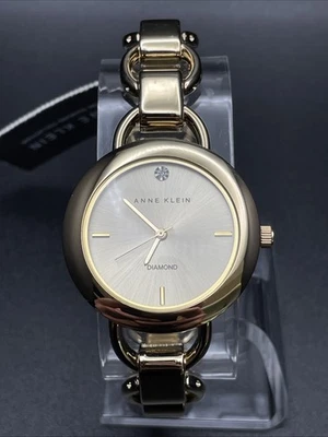 NWT Anne Klein Watch Women Diamond 34mm Gold Tone AK/1384 - New Battery - Image 1 of 4