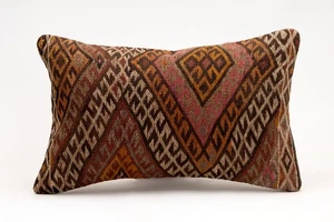 Decorative Pillow Cover, 12x20 in, Turkish Kilim Cushion, Boho Sofa Throw Pillow - Picture 1 of 4