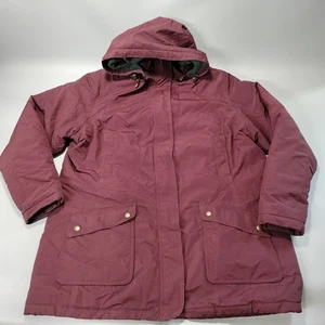 Lands' End Burgundy Full Zip Hooded Parka Coat Winter Jacket Womens Size XL - Picture 1 of 11