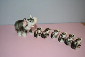 Vintage Keramik Elefant Kette Familie 6 Babys/Mama Japan RAR Exc. - Bild 1 von 12