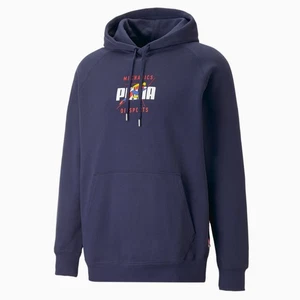 $ 100 Puma Track Meet French Terry Hoodie marineblau Herren Gr. Small 538022-06 neu mit Etikett - Bild 1 von 2