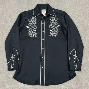 Vintage H Bar C Ranchwear Pearl Snap Western Shirt Sz 15.5 El Dorado Rockabilly - Picture 1 of 8