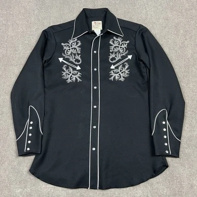 Vintage H Bar C Ranchwear Pearl Snap Western Shirt Sz 15.5 El Dorado Rockabilly - Image 1 of 4