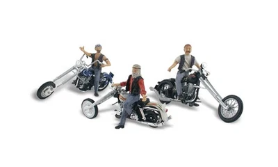 Woodland Scenics AS5344 N AutoScenes Bad Boy Bikers (Pack of 3) - Image 1 of 3