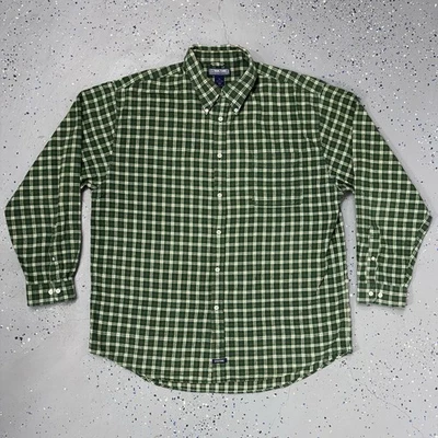Camisa de franela a cuadros verde estructura años 90 vintage manga larga abotonada XL Foto 1 de 4