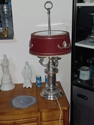 ancienne Lampe Bouillotte métal Argenté à 3 feux  - Photo 1/4