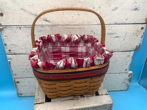 Longaberger 2001 All American Strawberry Basket w/Liner & Protector - Bild 1 von 11