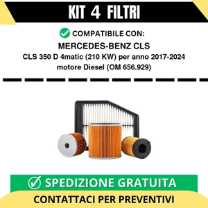Kit 4 Filtri Tagliando per MERCEDES-BENZ CLS CLS 350 D 4matic 210 kw Diesel 2... - Imagen 1 de 2