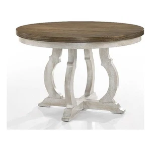 ACME Furniture Cillin Round Wood Dining Table in Walnut and Antique White - Picture 1 of 6