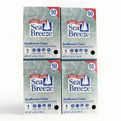 Sea Breeze Classic Clean Clarifying Moisture Bar Soap 6.5oz Lot of 4 - USA Ship - Image 1 of 4
